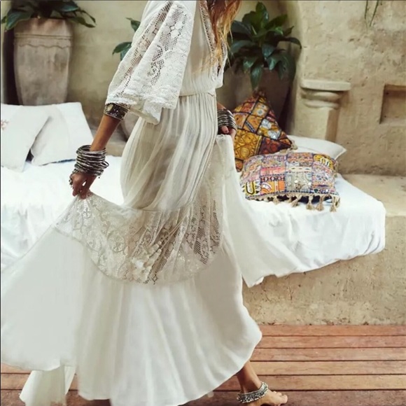 Zilara Boho Cotton Lace Maxi Dress - Picture 3 of 6